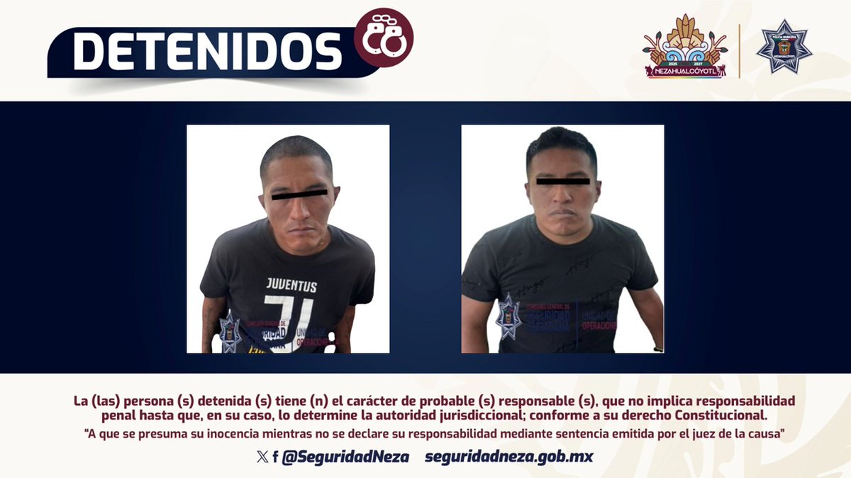 seguridadneza's tweet photo. 🚨#Detenidos | En la colonia Evolución, policías de Titanes detuvieron a dos personas por su probable responsabilidad en delitos contra la salud. Se aseguraron sustancias con características similares a marihuana y cocaína en piedra.
#NOTA: https://t.co/R6rjQ4rago
#PorAmorANeza https://t.co/hwkqegP7dF