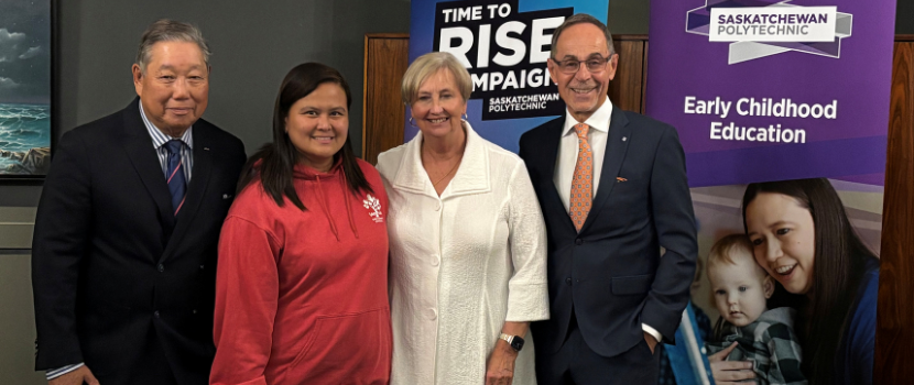 SaskPolytech's tweet photo. Thank you to Wally and Colleen Mah for their $500,000 gift in support of the Time to Rise campaign. In recognition of the contribution, the Early Childhood Education program will feature the North Ridge Creativity Zone. https://t.co/ykXImfXN30 https://t.co/gV1Srg46hs