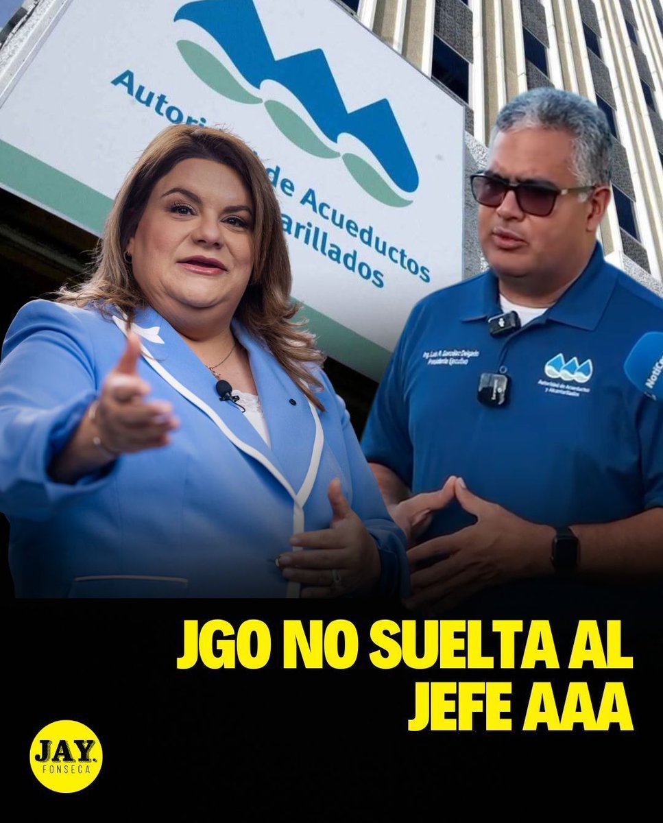 jayfonsecapr's tweet photo. 💧 La gobernadora Jenniffer González reveló que el presidente ejecutivo de la Autoridad de Acueductos y Alcantarillados (AAA), Luis González Delgado, puso su cargo a disposición hace meses, pero ella le ha pedido en múltiples ocasiones que permanezca al frente de la corporación pública.

🗣️ “Yo le he pedido muchas veces que se quede y que me haga el favor”, dijo González Colón a la prensa tras acudir a la convención anual del Colegio de Contadores Públicos Autorizados.

👀Según El Nuevo Día, Jenniffer González llegó al evento en Fajardo, casi dos horas después de la hora citada

¿Qué te parecen estas expresiones de la gobernadora?

Fuente: El Nuevo Día

#AAA #Racionamiento #Presidente #LuisGonzalez