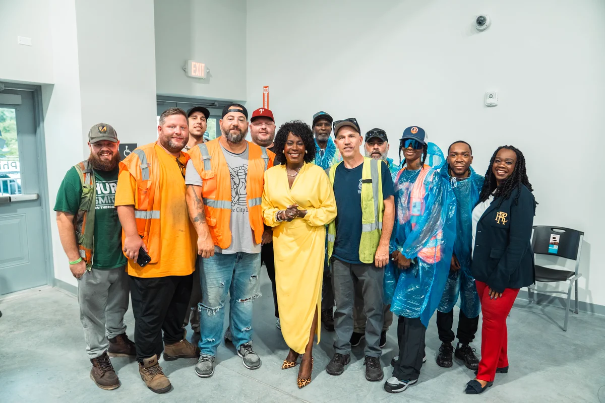 Mayor Cherelle L. Parker and union workers.