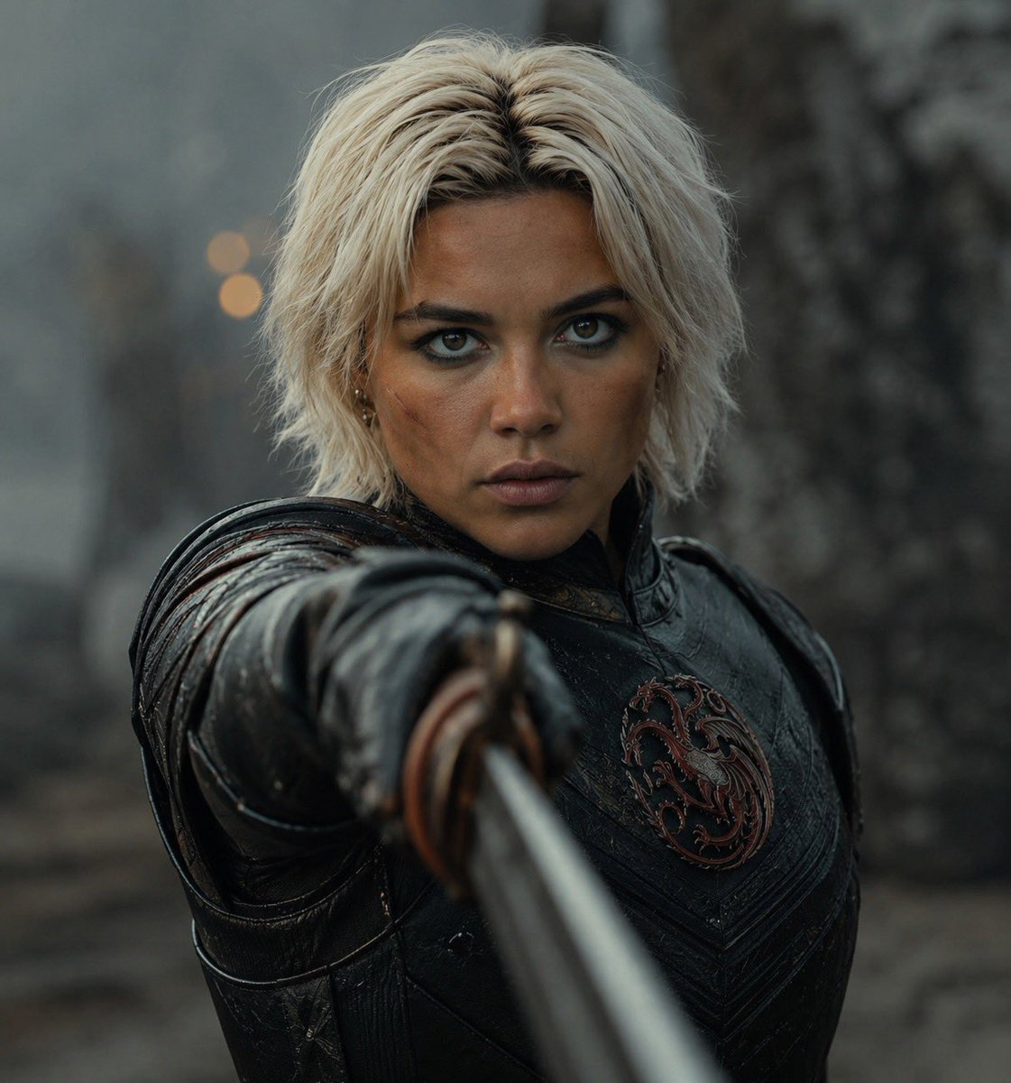 Bridgetrso's tweet photo. Florence Pugh as one of Aegon’s sister-wives could actually work.
She has that cold, intense presence that could fit either Visenya or Rhaenys depending on how they write it. Visenya needs that warrior edge and Rhaenys needs charm mixed with danger. Florence can do both.
Still just a rumor though.

If they actually land Florence for one of the sister-wives, that’s a statement of intent.
She doesn’t do soft roles. Whoever she plays between Visenya and Rhaenys is going to feel dangerous, and that’s exactly what those characters need.