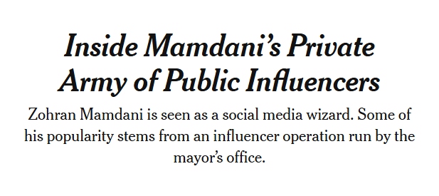 bishonentype's tweet photo. Mamdani isn't paying influencers, but you know who is? The Pentagon, according to multiple reports from the last week! Curious how this faux-controversy about Zohran gains traction right after the Pentagon News.

Take note of the use of "Army" in the NYT and NYP headlines. https://t.co/n1d4ZxKT2Z