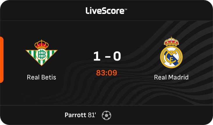 kingsarz's tweet photo. Madrid come in as clear favourites according to the app. Down 1-0 to Betis at 85mins 
The script writers forgot to pay the refs today or what?😂💔 @realmadrid https://t.co/ZcxJFsez3l