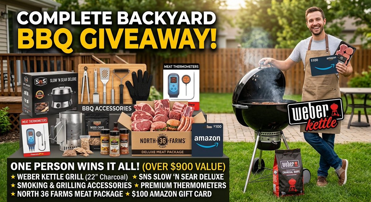 EverythingGAW's tweet photo. Win a grill, package of meat, $100 Amazon Gift Card, and more! 
Enter here: https://t.co/pJcRrEhNm5
.
#giveaway #sweeps #sweepstakes #contest https://t.co/DBJOmigNJN