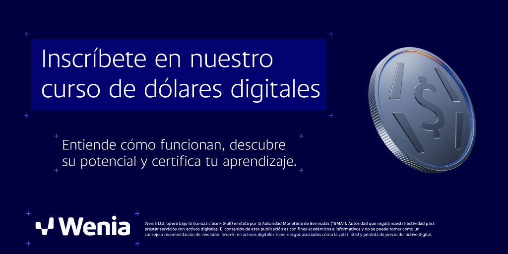 JdFiallo's tweet photo. Los dólares digitales son tendencia, pero ¿realmente saben cómo funcionan? Con el curso gratuito de Wenia descubrirán qué son, cómo mantienen su valor y cómo pueden usarlos para ahorrar, hacer transferencias y pagos globales. 👉 https://t.co/i710mNdvNp https://t.co/vSDxK0vPrc
