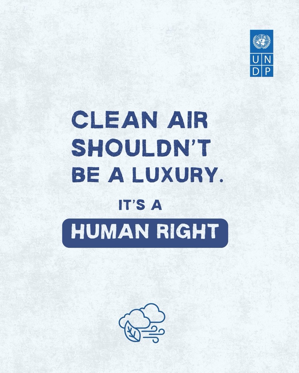 UNDP's tweet photo. Air pollution is a pressing environmental health threat, yet 36% of governments lack the means to monitor air quality.

How do we tackle this? 

Better science, accessible monitoring &amp; stronger governance are needed to unlock clean airs. https://t.co/j0YoaB8wcC

#CleanAirDay https://t.co/Nkrtzi4J6l