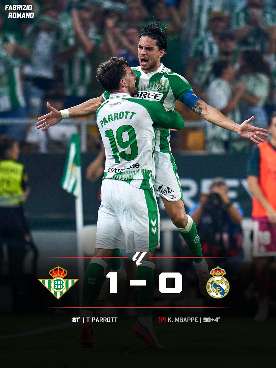 UHipolite's tweet photo. 🟢⚪️ First Real Madrid defeat under José Mourinho as Real Betis win at home!

Troy Parrott makes it for Betis. 🇮🇪

Who’s been your Man of the Match? https://t.co/oMp64iKRHh