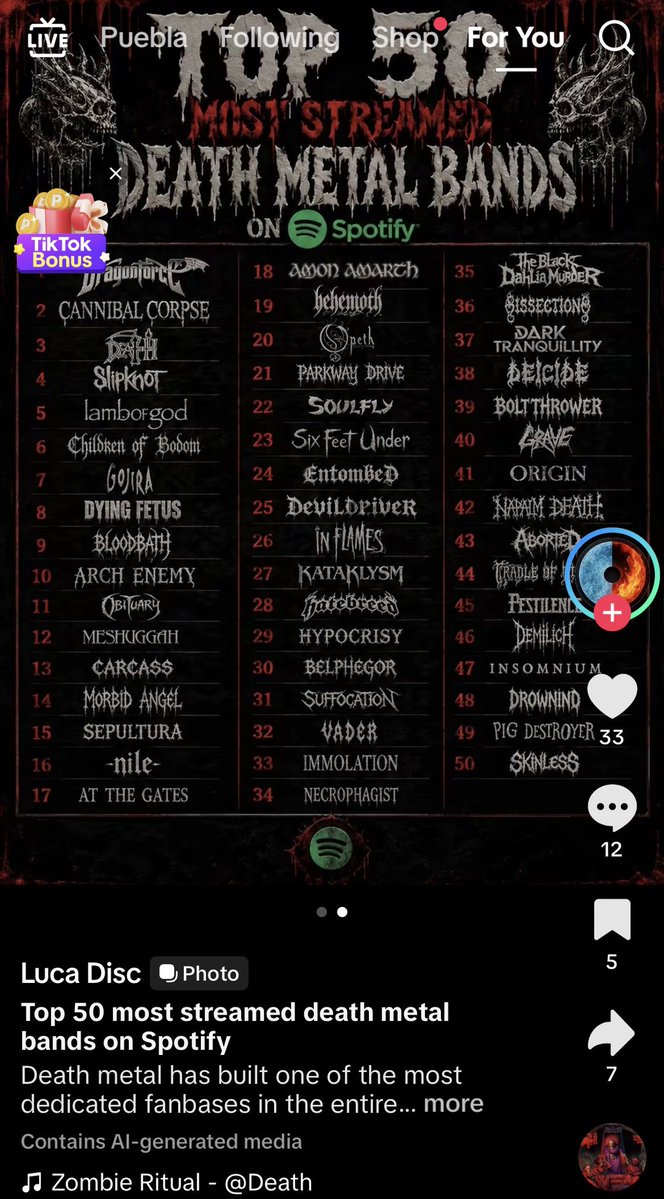 ShrewsTheDragon's tweet photo. The way half of these aren’t fucking death metal https://t.co/HEBYglNESa