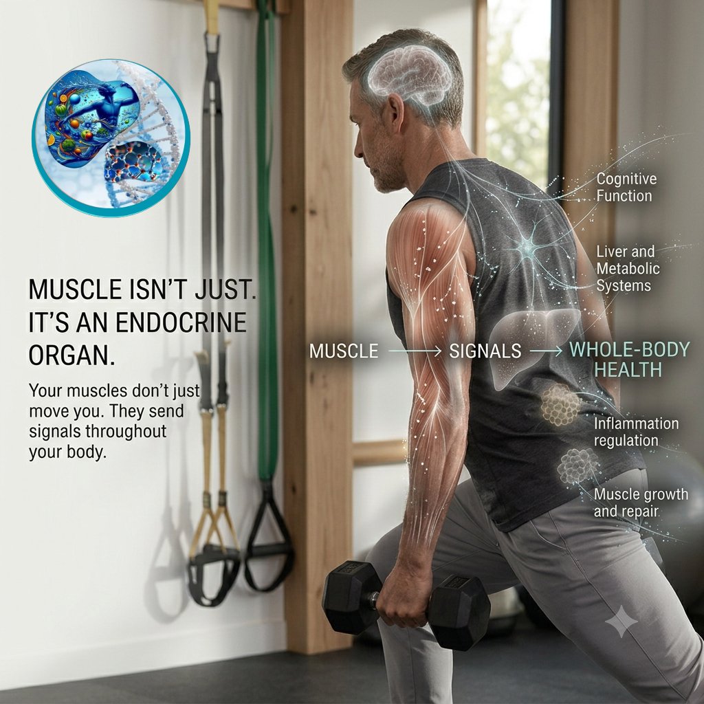 Hydrateflow's tweet photo. Muscle isn't just tissue. It's an endocrine organ. https://t.co/IhHClhFIVq
