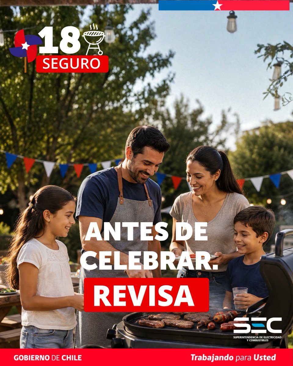 SEC_cl's tweet photo. ¿Vas a comprar una parrilla para este 18? Antes de llevártela, busca el Sello SEC.

Revisa que cuente con la certificación correspondiente y, cuando corresponda, utiliza el código QR para consultar sus antecedentes.

Desde la SEC queremos que pases un 18 seguro.

#18Seguro #CelebraSinRiesgos #SelloSEC #secondcaseofseetharam
