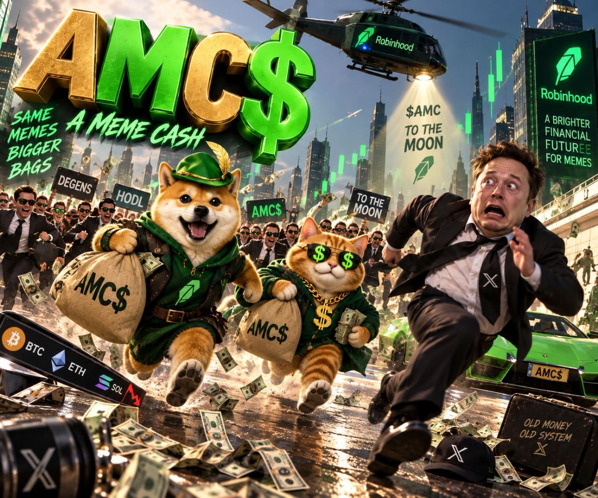 aMemeCash's tweet photo. They see AMC.
We see A Meme Cash. 🟢💰
$AMC
Follow the green. 🟢
Follow the cash. 💵
Find AMC$.

#Robinhood #Eth #pons #crypto #Blockchains https://t.co/lwFpcf3hXh