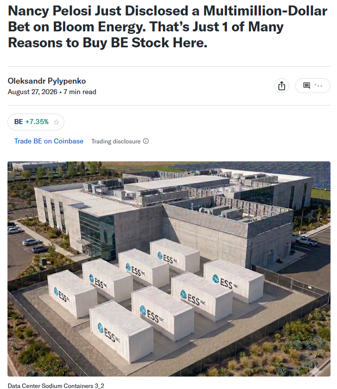 Sam_Badawi's tweet photo. Nancy Pelosi absolutely DOES NOT MISS.

$BE is a MASSIVE position for her. https://t.co/3Dh9nuBzuo