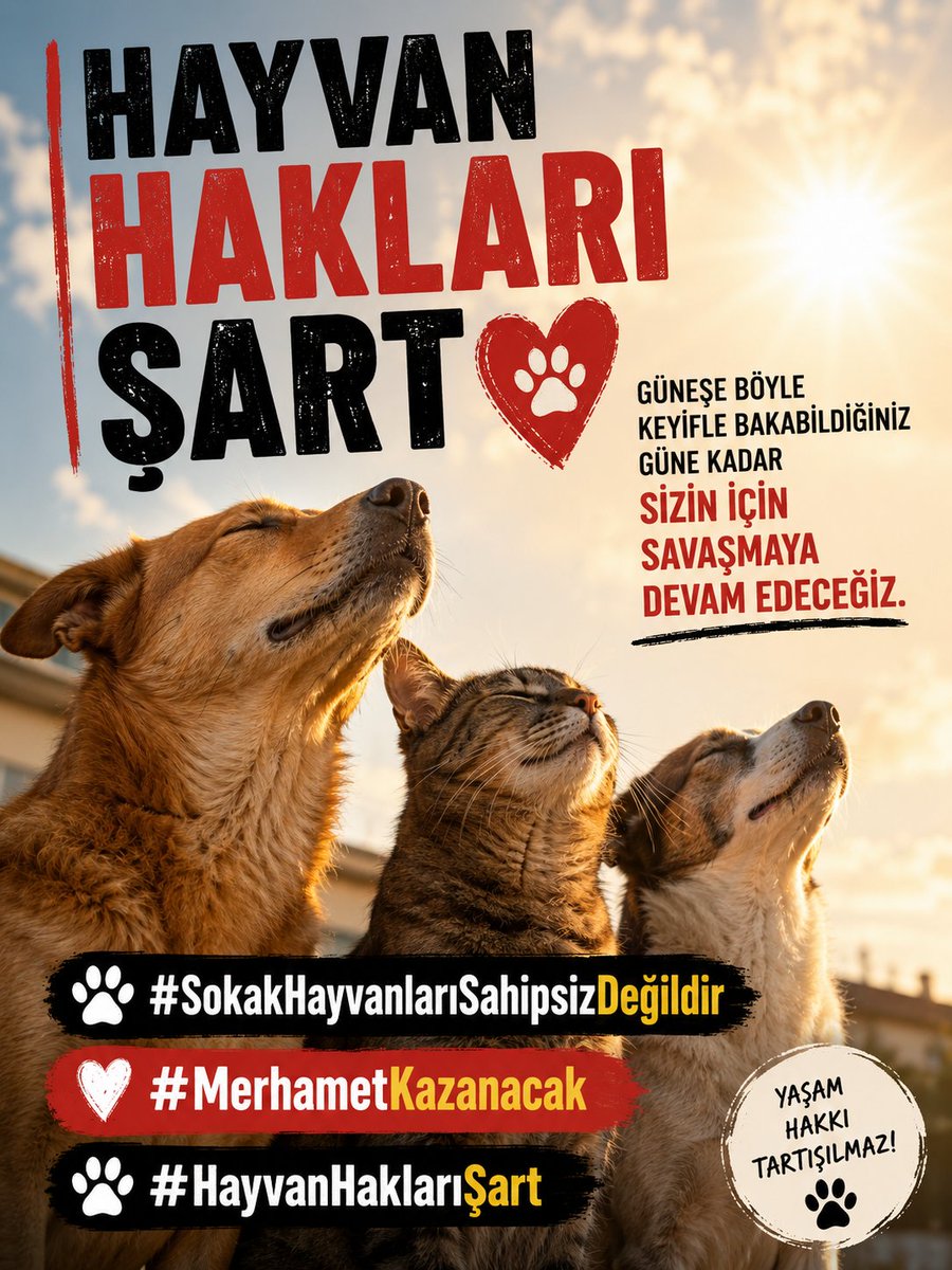 kochero's tweet photo. Bir gün…

Korkmadan, kovalanmadan, aç bırakılmadan, şiddete uğramadan; güneşe böyle keyifle bakabildiğiniz bir ülkede yaşayacaksınız. ❤️🐾

O gün gelene kadar susmayacağız.
Vazgeçmeyeceğiz.
Sizin için savaşmaya devam edeceğiz.
Çünkü yaşam hakkınız pazarlık konusu değildir.
#HayvanHaklarıŞart