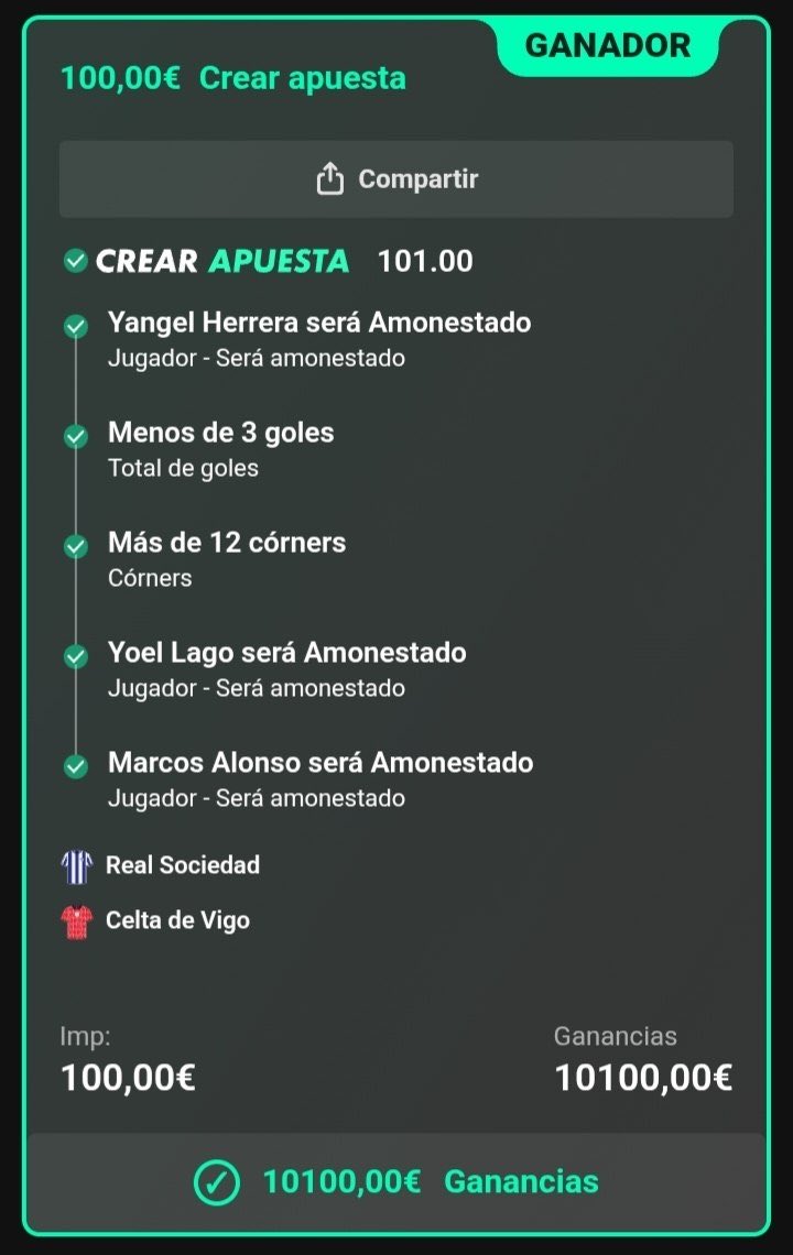 elprodelascombi's tweet photo. ✅✅🔥 ¡CUOTA 100 ACERTADA AYER! 🔥✅✅

Menuda locura la que sacamos en el Real Sociedad 🆚 Celta 💣💰

Mientras muchos se quedaron viendo el partido, nosotros volvimos a acertar una auténtica bomba de cuota 100 🚀📈

El partido terminó 0-0, pero nuestra combinada salió . https://t.co/zMTGivmcyR