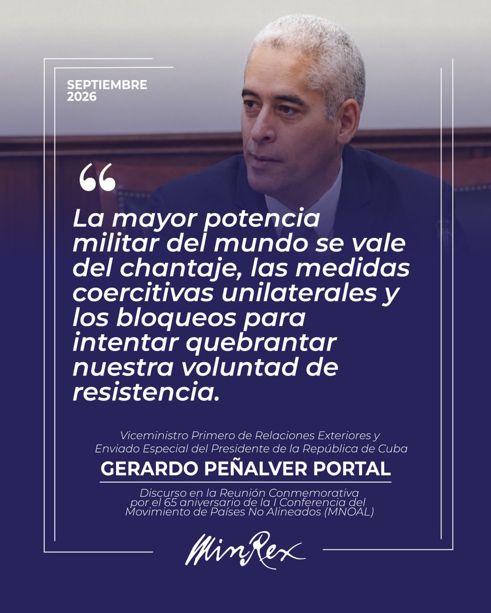 CubaMINREX's tweet photo. 🗣️“Frente a la agresividad y las descomunales presiones de los Estados Unidos, el pueblo cubano se mantiene firme y decidido a resistir, a buscar alternativas de desarrollo con sus propios esfuerzos.”

@GerardoPPortal, viceministro primero del MINREX https://t.co/zBy8c4Yzel
