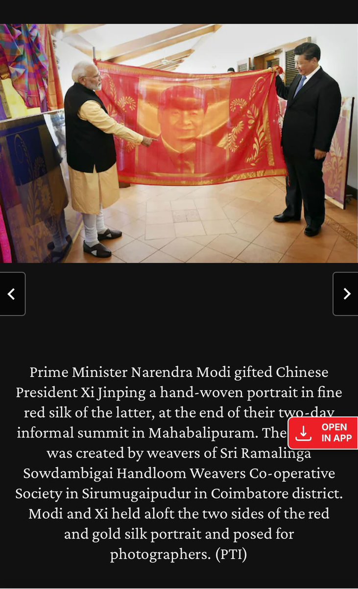 MediaExpose_'s tweet photo. Fraud Priya spreading fake news again - this image is from 2019 Jinping’s visit to India where he gifted PM Modi ji a porcelain plate with a painting of Modi ji on it. As usual, speeding fakery is in the genes of Congress supporters! https://t.co/e2ePRsrp3P