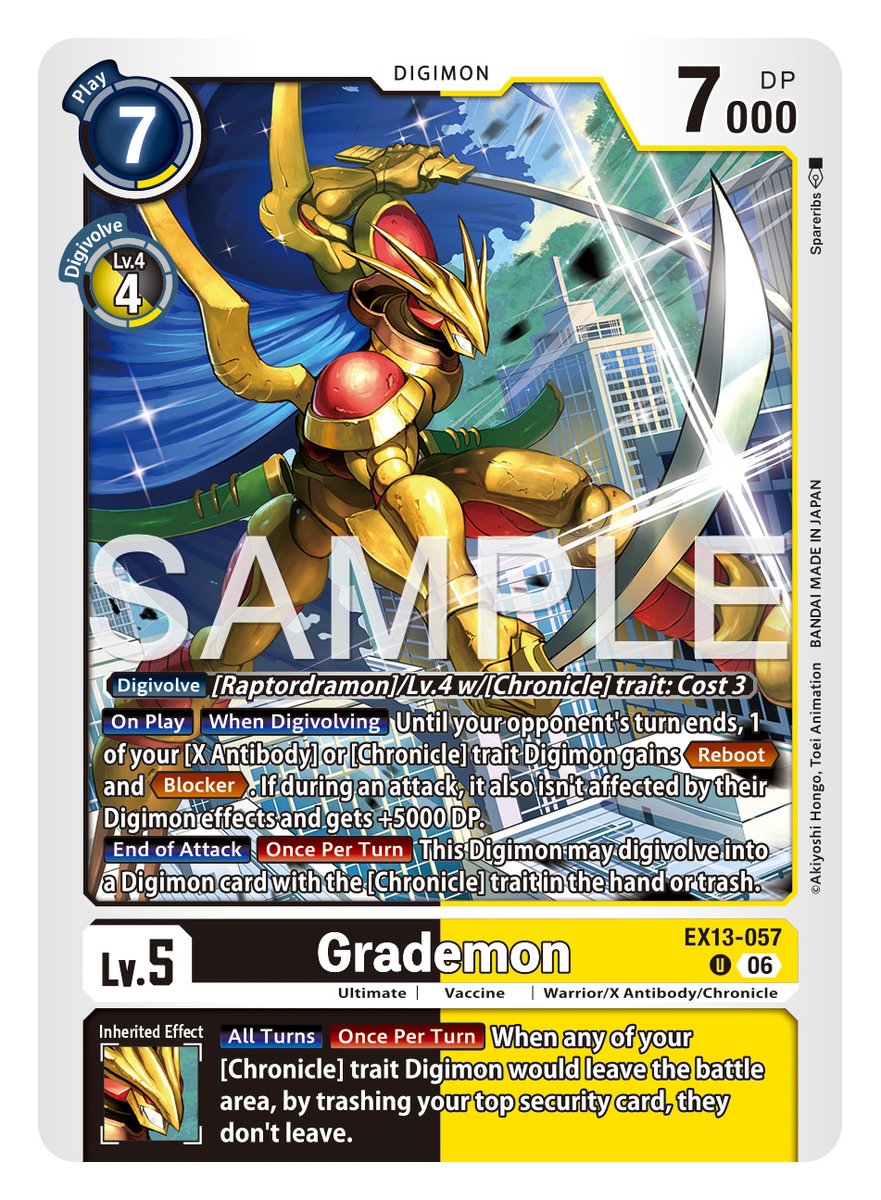 digimon_tcg_EN's tweet photo. [REVEALS]

Hello Digimon Tamers!
Today’s cards are [EX13-049 Dorumon], [EX13-055 Raptordramon], and [EX13-057 Grademon]!

EXTRA BOOSTER CHIVALROUS XIII [EX-13]
In stores October 2, 2026!
https://t.co/EJzlpJetHO

#DigimonCardGame https://t.co/qHrNPbKaO5