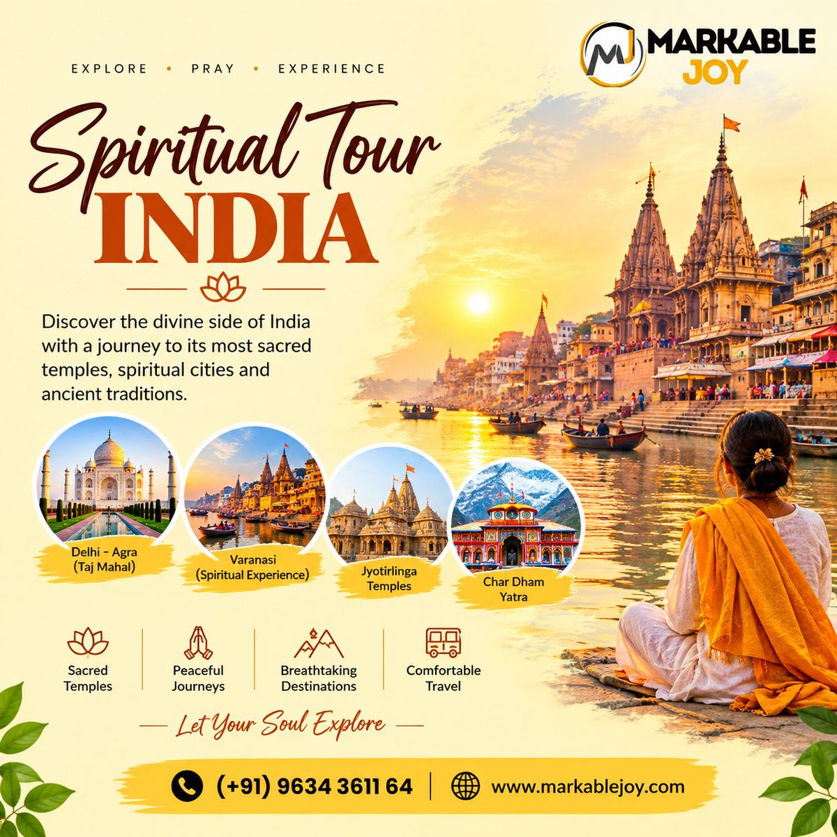 Markablejoy's tweet photo. 🛕✨ Embark on an unforgettable Spiritual India Tour, exploring sacred temples, peaceful ghats, ancient traditions, and the divine beauty of India. Discover trending Spiritual Tourism India, popular Kashi Tour, famous Varanasi Ganga Aarti, and unforgettable Pilgrimage Travel 🇮🇳🙏 https://t.co/Y9pJaLamu7