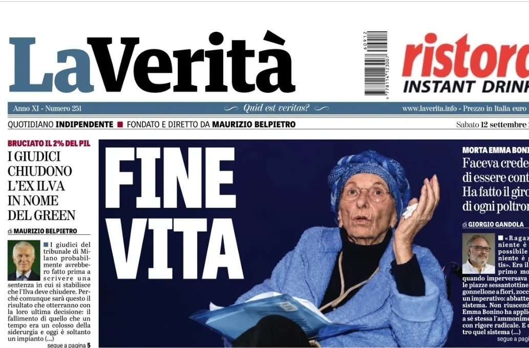 AntoniFerrante's tweet photo. Buon #12settembre, oggi tutte le prime pagine dedicano ad #EmmaBonino parole di elogio e analisi anche critiche ma sempre rispettose.
@LaVeritaWeb ancora una volta si distingue per bassezza, giusto per sottolineare la differenza di statuta tra un @BelpietroTweet qualsiasi ed una gigante della storia politica italiana.
Patetici.