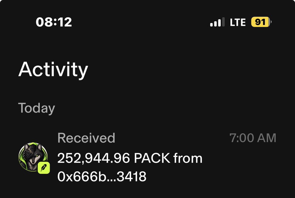 Derafx2's tweet photo. Just won $100 in the Brotherhood $PACK giveaway 🐺💚
252,944.96 $PACK landed in the wallet appreciate you, fam! 🙌
#PACK #Brotherhood

@NoWolfAlone https://t.co/76esaWD0CK
