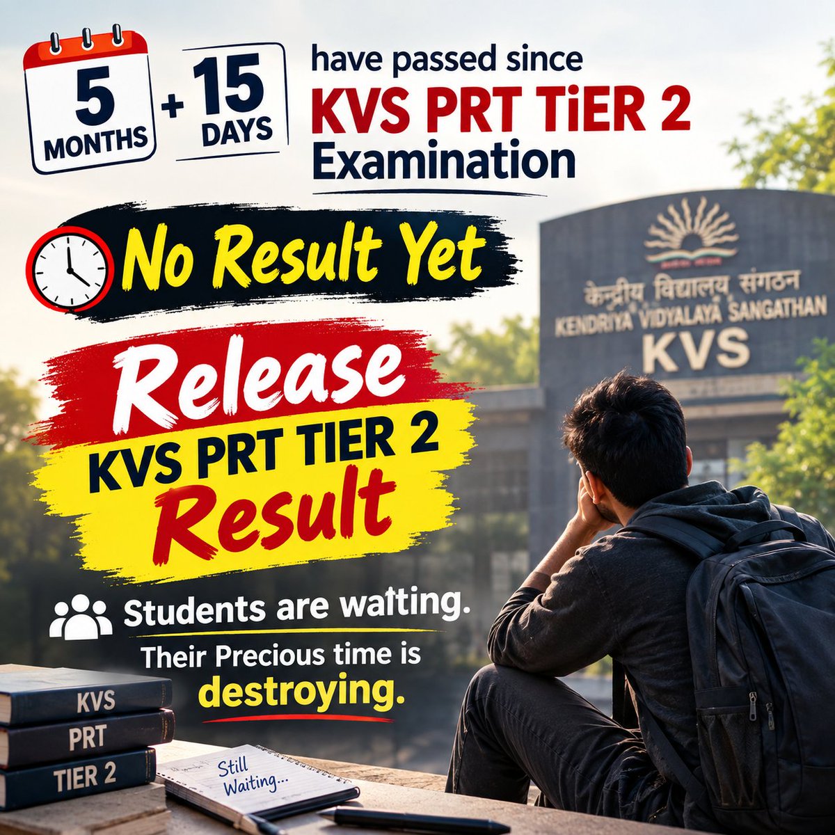 Delhi_Artists's tweet photo. KVS PRT TiER 2 अभ्यर्थियों को अब स्पष्ट जवाब चाहिए।
Result की जिम्मेदारी किसकी है ?
इतनी देरी क्यों हुई ?
RESULT कब आएगा ?
CBSE इन तीनों सवालों का जवाब दे।
#ReleaseKVSPRTResult
#Release_KVS_PRT_Tier2_Result
#KVSPRTTier2Result #ReleaseKVSPRTResult #KVSResult #PRT #KVSRecruitment https://t.co/bSHd5fhSao