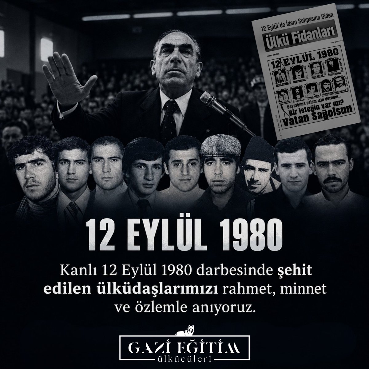 GefUlkuculeri's tweet photo. Kanlı 12 Eylül 1980 darbesinde şehit edilen ülküdaşlarımızı rahmet, minnet ve özlemle anıyoruz. https://t.co/OY8hrkOAIV
