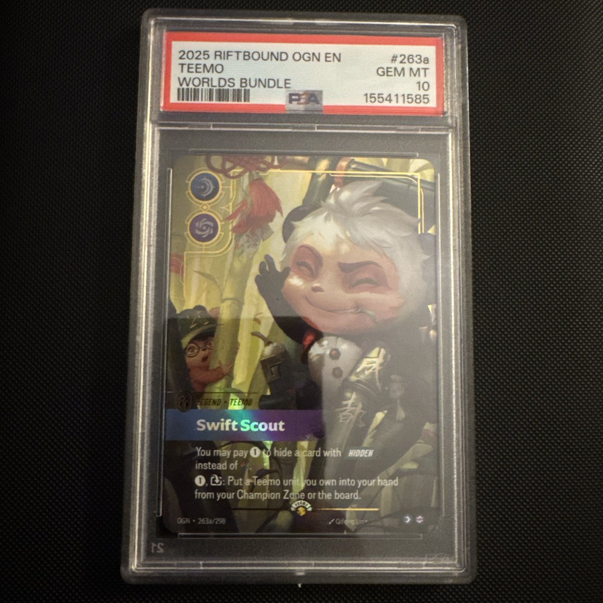 RiftboundDaily's tweet photo. Riftbound sale💰: Teemo Worlds #263a PSA 10
$3,250 on eBay (Sep 12, 00:38 UTC). https://t.co/0LFFaMSO3v