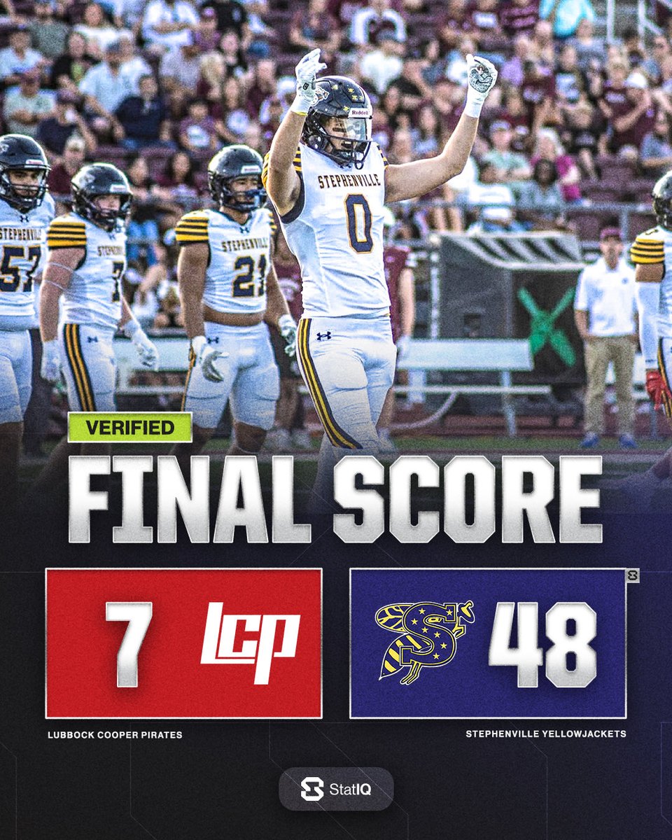 usestatiq's tweet photo. STATIQ VERIFIED DUB 🐝

Stephenville goes OFF against Lubbock Cooper 😤

#DataAlwaysWins https://t.co/LjLOQDmke7