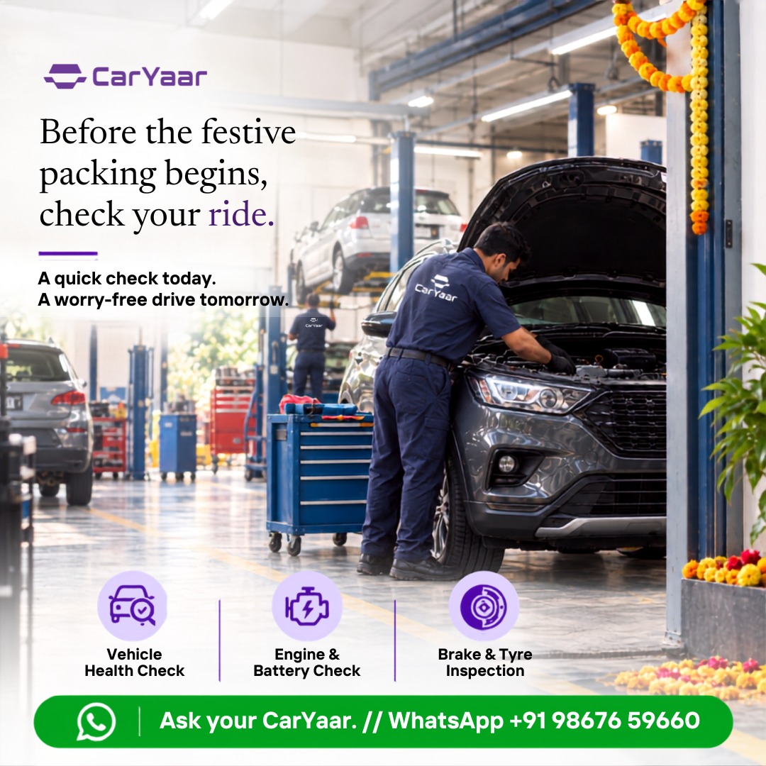 CarYaarAuto's tweet photo. Before the festive rush begins, give your car a quick check. 🚗💜

Check your engine, battery, brakes and tyres before you hit the road.

A little care today. A smoother drive tomorrow.

📲 WhatsApp: +91 98676 59660

#CarYaar #CarCare #FestiveDrive #CarSafety https://t.co/UvRuB3BouJ