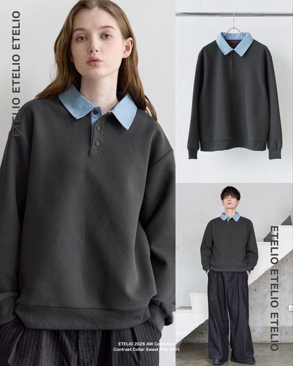 kose_wear's tweet photo. まって、このスウェットポロ可愛すぎない？
襟切替デザインが1枚でお洒落だし、
そして4,950円はコスパ最強すぎる… https://t.co/DvfFPuu2Z5