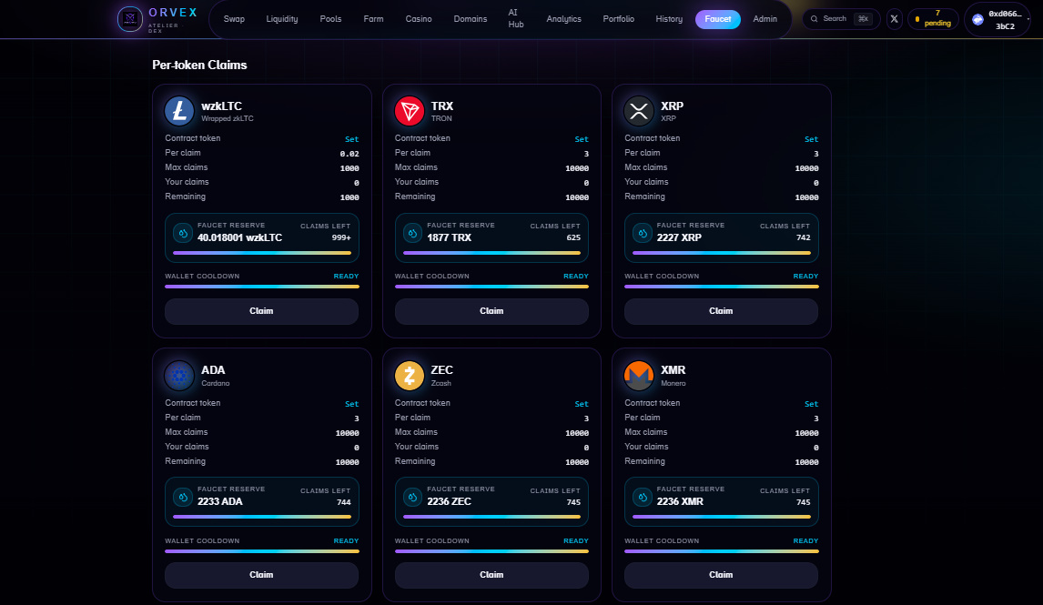 ORVEX_LitVM's tweet photo. 🎁 FREE Tokens Alert! 🔥

Claim your daily faucet on ORVEX right now:  
0.02 $wzkLTC + more goodies waiting for you 💎

⚠️ Remember: Switch network to **LiteForge** first!

👉 https://t.co/FT50cDREC9

Trade. Explore. Have fun. Let’s goooo! 🚀  
#ORVEX #LitVM #LiteForge #Testnet https://t.co/6y1MHWwQeN