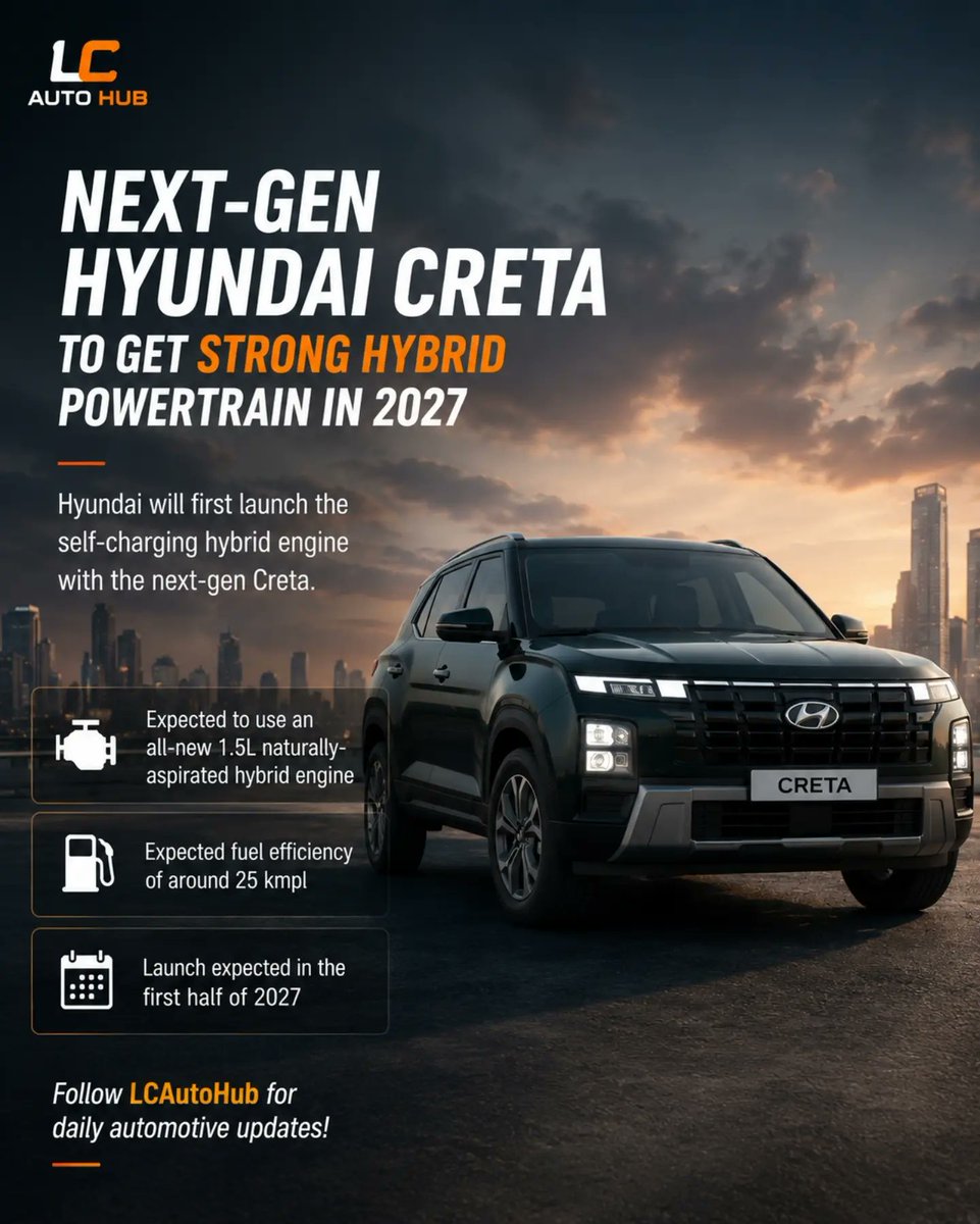 ShemikaHeyfik's tweet photo. Strong hybrid competition is heating up! Renault Duster may launch around Diwali 2026, followed by next-gen Hyundai Creta and Kia Seltos in 2027. Better efficiency and lower emissions could make hybrids the next SUV favorite. Which would you choose? https://t.co/pcMREabLS8