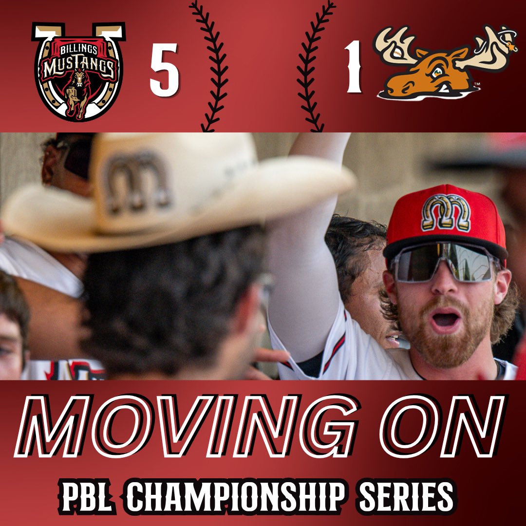 Mustangs's tweet photo. MOVING ON!

Your Billings Mustangs are headed to the Pioneer League Championship Series! They’ll travel to California for Game 1 on Tuesday, 9/15 and come back home for games 2 and 3 if needed Friday 9/18 and Saturday 9/19! https://t.co/lOmzcf7hwy