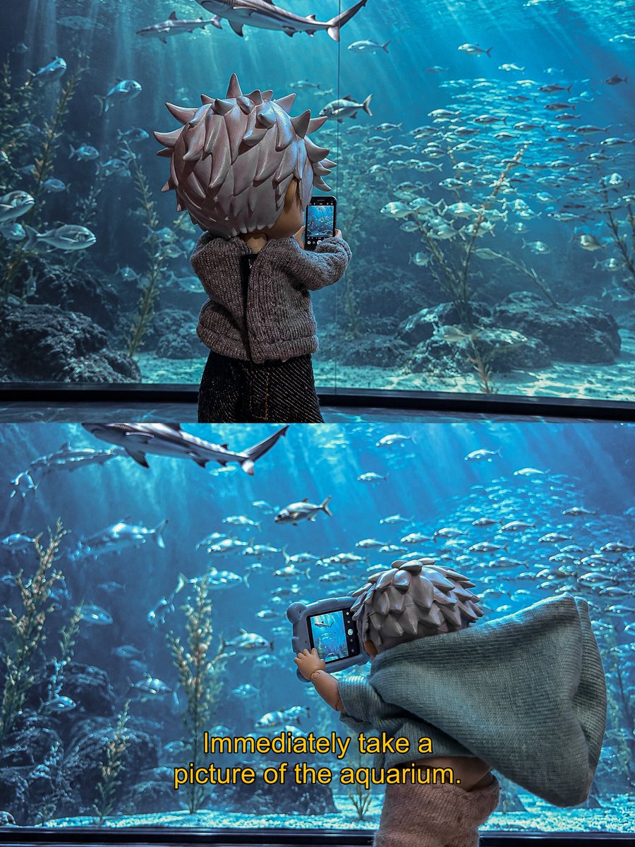 anyasplayground's tweet photo. Utahime: I wonder how many fish are in this aquarium?

Gojo &amp; Satoshi: Challenge accepted.

#gojohime #nendoroid https://t.co/40b1EcL3IV