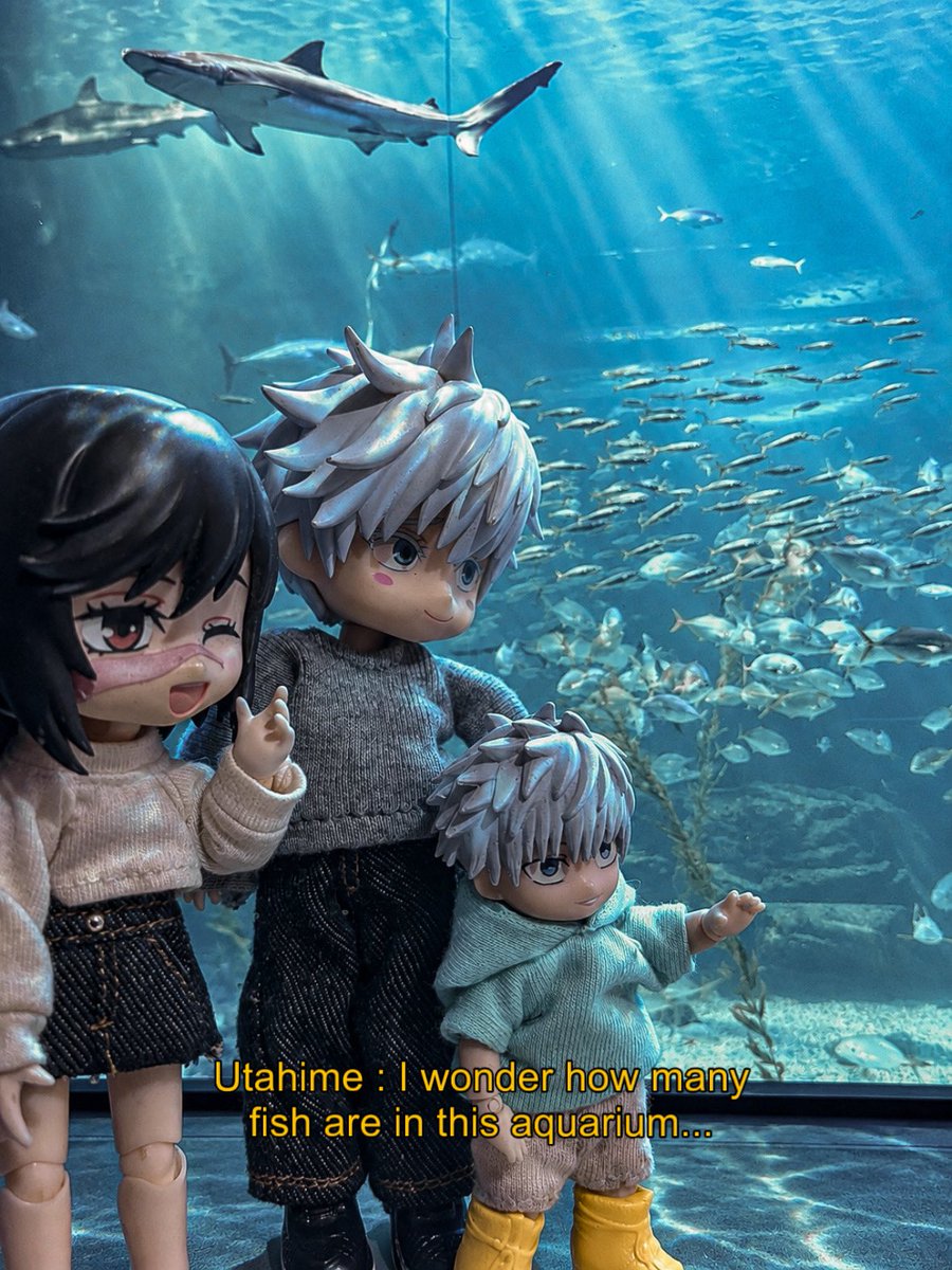 anyasplayground's tweet photo. Utahime: I wonder how many fish are in this aquarium?

Gojo &amp; Satoshi: Challenge accepted.

#gojohime #nendoroid https://t.co/40b1EcL3IV