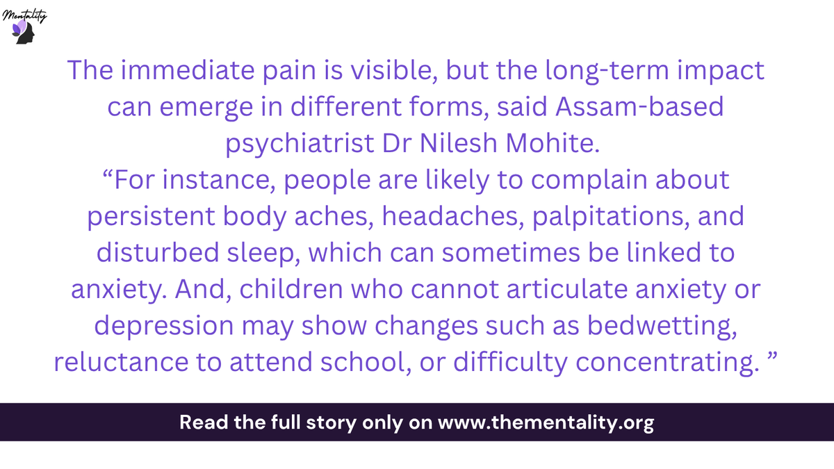 Mentality_IN's tweet photo. “If the flood-affected people do not receive necessary mental health care immediately, they may lose their stability and strength of decision making which may lead to more severe psychiatric disorders,” said Dr Rajib Panging, a senior psychiatrist at Sivasagar Civil Hospital. https://t.co/YVzc9Cg3kd