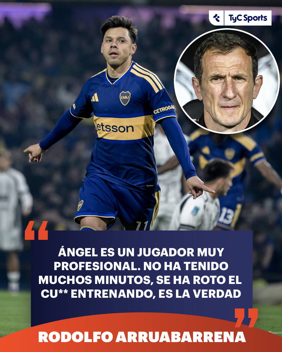 TyCSports's tweet photo. 🗣️ Los elogios de Arruabarrena para Ángel Romero, autor de un doblete en el triunfo de #Boca ante Central Córdoba:

🎙️ "Ángel es un jugador muy profesional. No ha tenido muchos minutos, se ha roto el culo entrenando, es la verdad. Hoy ha tenido esos minutos y los ha aprovechado. No tenía dudas de que iba a responder y por suerte, para él y nosotros, nos da otras alternativas. Si bien no tenía minutos, sabíamos que si lo teníamos que poner iba a andar porque es un gran profesional".