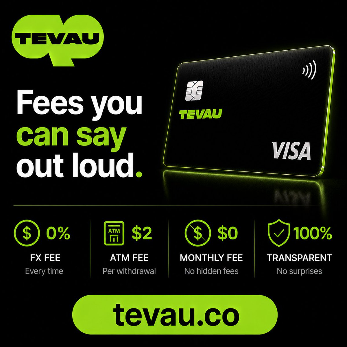 TevauCo's tweet photo. If you can't explain a card's fee structure in one sentence, that's a red flag. Tevau's is: 1% top-up, 1.2% FX on non-USD spend. 🗣️ https://t.co/VGwSKRsoOL #Tevau #FeeTransparency https://t.co/ivSFp1gkKA