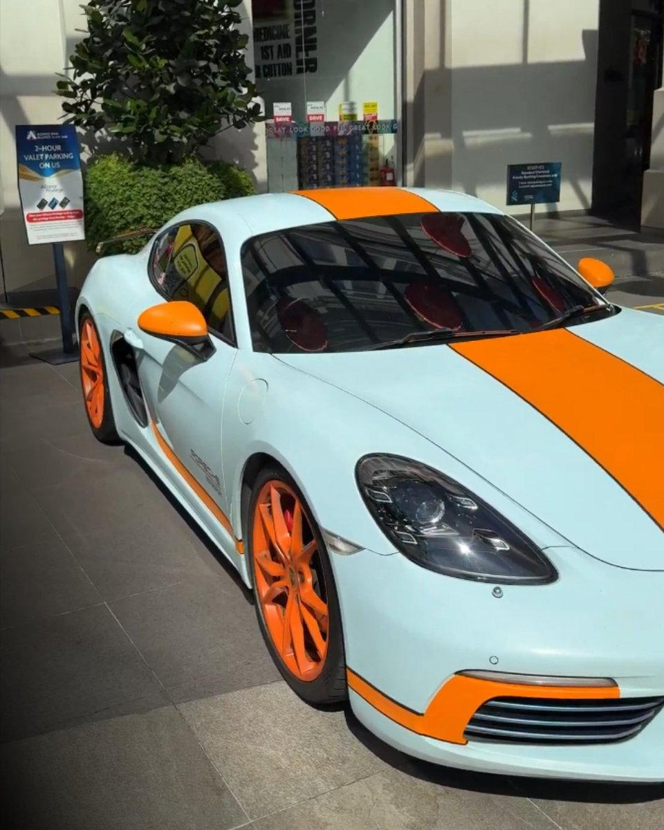 MackMongesb1b's tweet photo. The reliable Gulf-liveried driver car: a Porsche Cayman S with over RM100, 000 in upgrades, including a Stage 2+ downpipe, intercooler, active air-brake spoilers, and front radiator. Budget RM200, 000+? Comment “CAR”. https://t.co/gwpeyh958D