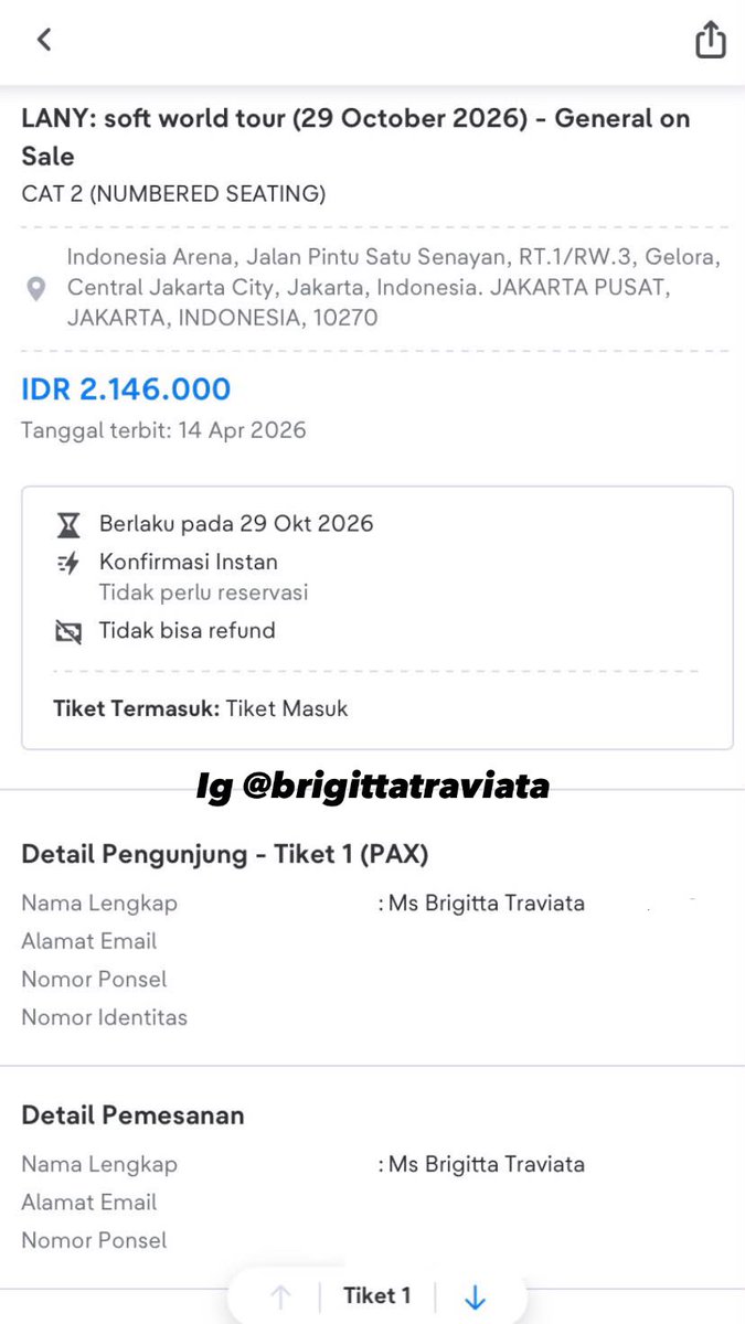 ataivart's tweet photo. WTS LANY SOFT WORLD TOUR 
DAY 1 29 OCTOBER 2026 
CAT 2 (2 TIX)
Dijual karena berhalangan nonton
💸 start 4 jt for 2 tix
underprice jual rugi NEGOTIABLE bgt
✅ tiket pribadi, all proof, surat kuasa, bisa COD sby/sda
💌 minat bisa dm or ig @brigittatraviata
#wts #lany #lanyjakarta https://t.co/xmjBiHQcTG