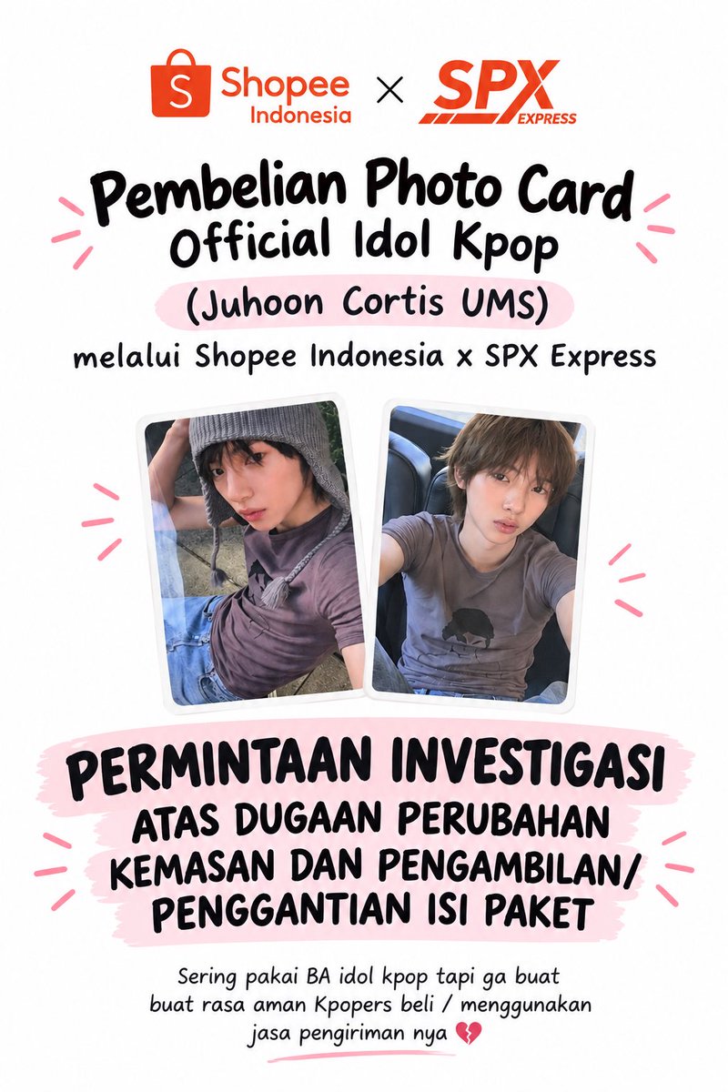 nunajuhoon__'s tweet photo. Hi @ShopeeID, @ShopeeXpress and et ol👋🏻

Level marah, kecewa, dan sedih ku sudah di puncak💔😭

Melalui threads ini, aku mengajukan permintaan investigasi serius terkait pengiriman dengan detail  :

• No Pesanan    : 260829KKRA944Q
• No Resi             : SPXID063317525058 https://t.co/oOuLdedhaH