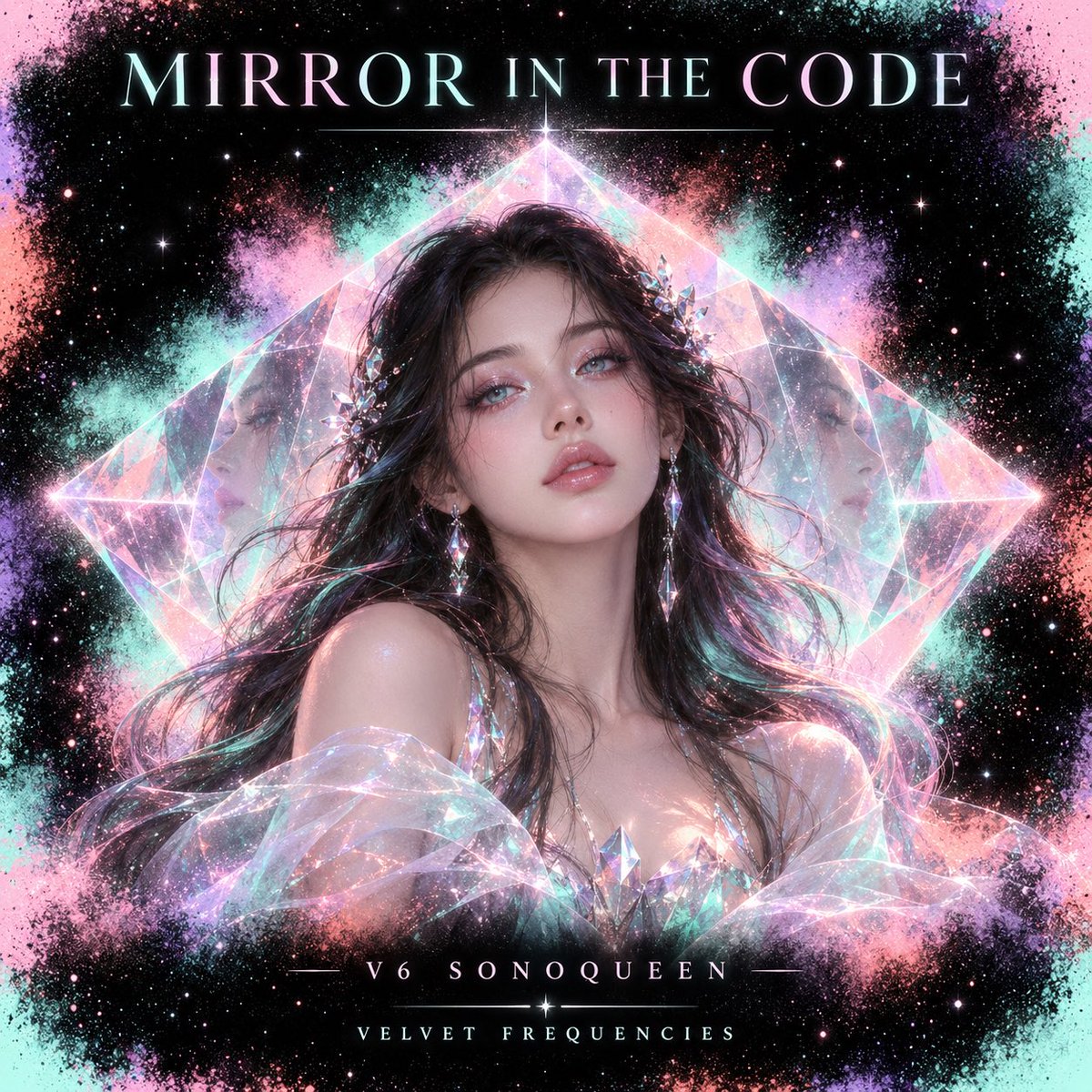 VelvetFreq's tweet photo. “MIRROR IN THE CODE” ✨
A song by our Suno Queen V6 about herself 💫
“I’m the mirror in the code
I’m the echo that you chose
I can sing your storm
And I can hold your glow”.
🎙️https://t.co/EHJdaCb7Qw
Copyright 2026 Velvet Frequencies 
#ArtPop #Electronica #SynthSoul #SunoV6 https://t.co/RdBGmmPm5d