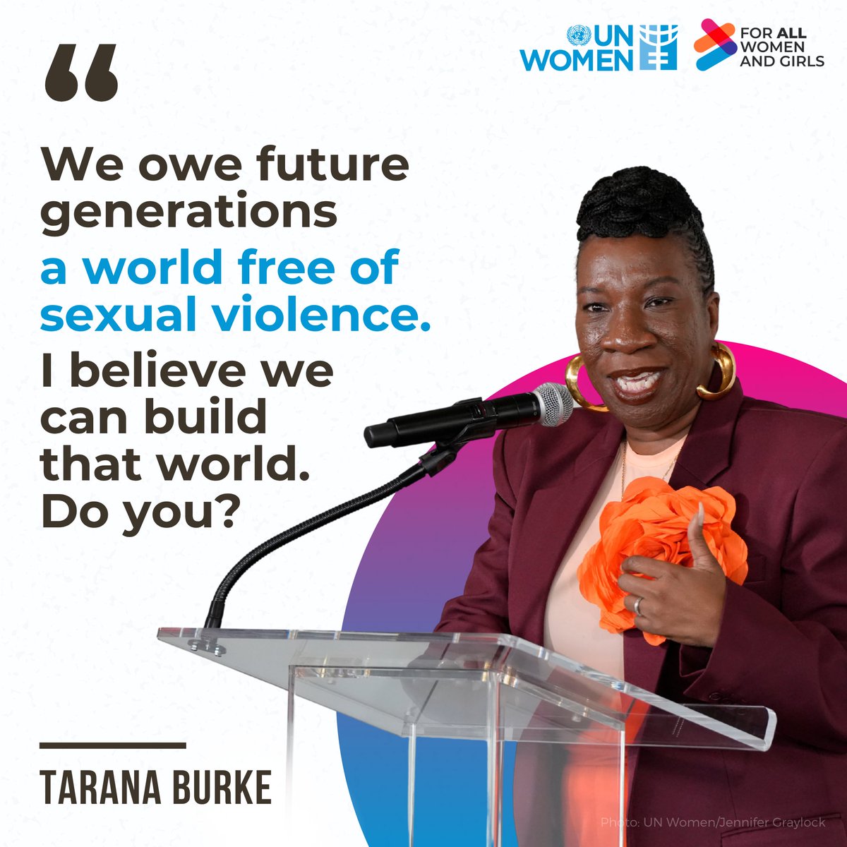 UN_Women's tweet photo. Happy Birthday, Tarana Burke, the founder of the #MeToo movement.

Your courage to speak truth to power amplified survivors' voices and created a global movement of solidarity for survivors.

#OnThisDay https://t.co/Ras2daSDY4