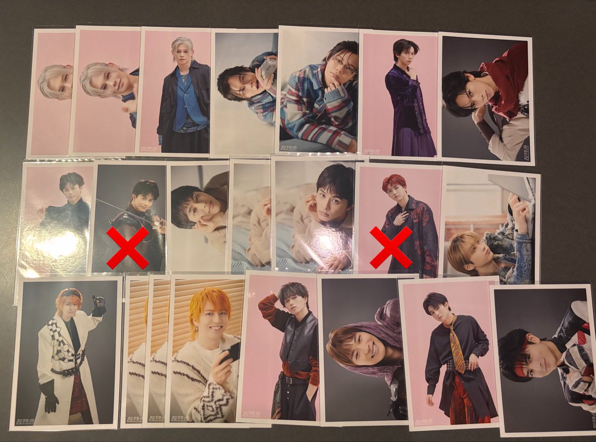 sukigkcn's tweet photo. @ta__ms12 リプライありがとうございます。
マサヒロリョウガ共に画像2枚目❌以外お譲り可能です。 https://t.co/iXaS8kmOxX