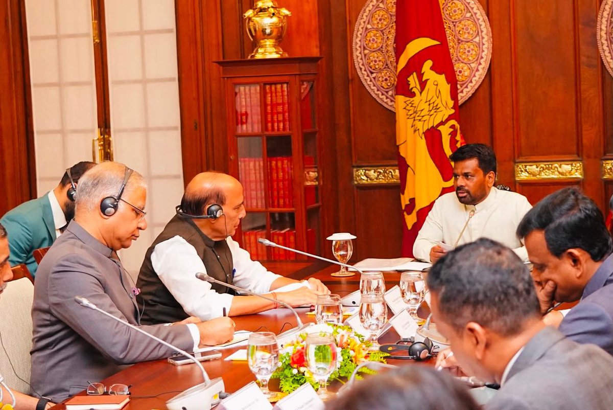 DefProdnIndia's tweet photo. Rajnath Singh Concludes Successful Visit to Sri Lanka

Raksha Mantri Shri Rajnath Singh has successfully concluded his landmark three-day official visit to Sri Lanka from 8th to 10th September 2026, reaffirming India’s commitment to strengthening the traditionally strong and friendly bilateral relationship, including a strong maritime & defence partnership. 

During his maiden visit, Raksha Mantri highlighted India’s rapid economic transformation and the country’s growing capabilities. He asserted that India’s defence exports have risen from around ₹600 crore 12 years ago to an all-time high of approximately ₹39,000 crore, reflecting the country’s expanding capabilities and its continuing journey towards a stronger and Aatmanirbhar defence sector.

In his engagements with the Sri Lankan leadership and defence establishment, Shri Rajnath Singh emphasised that India and Sri Lanka, as close maritime partners, are well positioned to jointly safeguard peace, security & stability across the Indian Ocean Region (IOR). He called for enhanced cooperation in maritime security, capacity building, joint exercises and emerging areas of cooperation.

During the visit, Raksha Mantri called on the President of Sri Lanka Mr. Anura Kumara Dissanayake and the Prime Minister Dr. Harini Amarasuriya and discussed the entire gamut of mutual relations and deep civilisational ties between the nations.

Details: https://t.co/2PnhYuzfr4

#IndiaSriLanka #DefenceCooperation #MaritimeSecurity #IndianOceanRegion