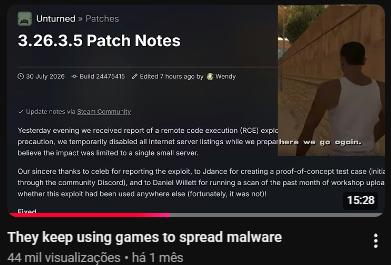Jackzebram1's tweet photo. Steam is being hit by a wave of threat actors using frontier AI models to find RCE Vulnerabilities. These are used to RAT victims and as a defense, we'll be using this page to report each single one of these games to raise awareness for you to STAY AWAY from those games.

These games are legitimate games with a reputation, so its not just published malicious games anymore. A handful of actual games could compromise your PC, simply just by joining a lobby.