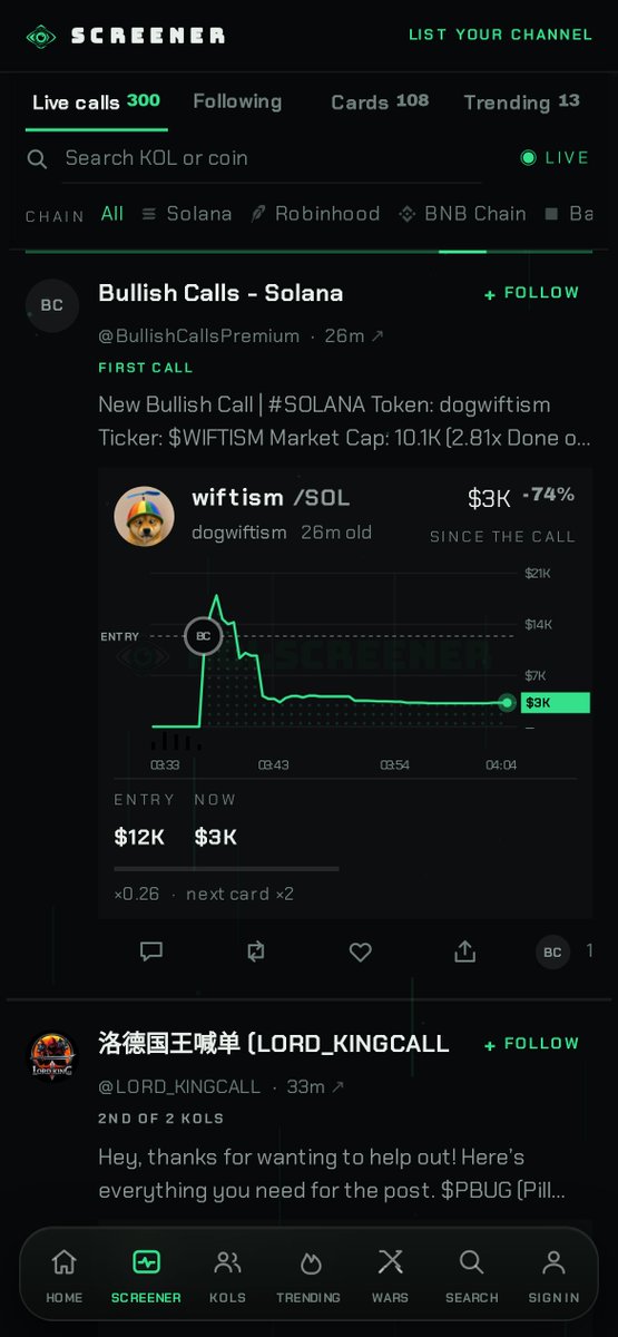 KOLScreenerApp's tweet photo. IT IS A PLATFORM NOW

Sign in with your Telegram in one tap. No password, no email.

Follow the KOLs you trust, like, repost and comment on any call, and turn the bell on to get the card the moment it prints. https://t.co/6P3OpYm9wh