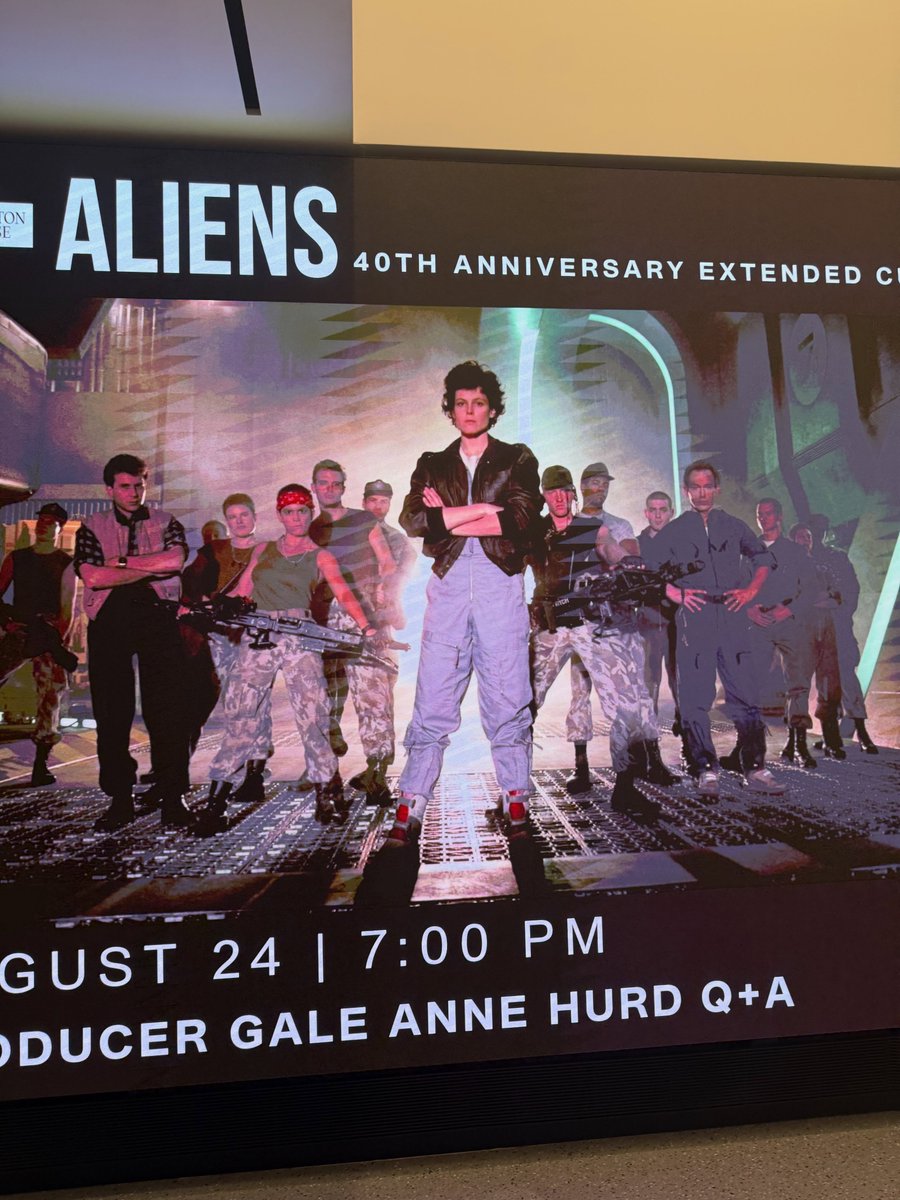 johnpopcornsmit's tweet photo. Excited to join Gale Anne Hurd for tonight’s 40th anniversary screening of Aliens’ extended cut. From Roger Corman to James Cameron, Marvel, and The Walking Dead, she has shaped audiences’ experiences for over 40 years. https://t.co/0rC70cHVqS