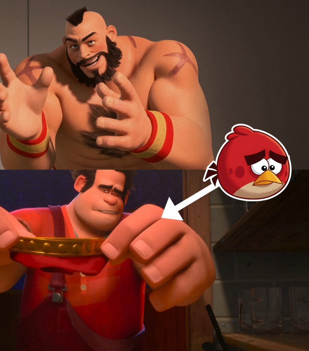 CartoonsOTMoon's tweet photo. Un dato animado hasta Beyond The Spider-Verse. Día 412:

Uno de los Angry Birds iba a aparecer en Ralph el Demoledor.

Rovio había aceptado con gusto estar en la película, pero la abandonaron al enterarse que su pájaro aparecería de los calzones usados de Zangief. https://t.co/Lw8yxCBYBl