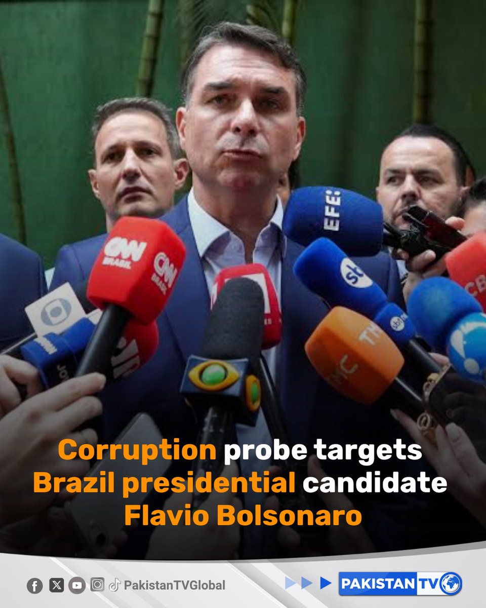 PakTVGlobal's tweet photo. Revelations that Brazilian presidential candidate Flavio Bolsonaro is under investigation for alleged corruption and money laundering rocked his right-wing campaign Friday, weeks before elections.
#FlavioBolsonaro #BrazilPolitics #CorruptionProbe #MoneyLaundering #PakistanTV https://t.co/wSnCRrY8eD